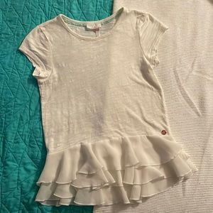 435 Matilda Jane offwhite top with sheer ruffle bottom Size 10 excellent cond.